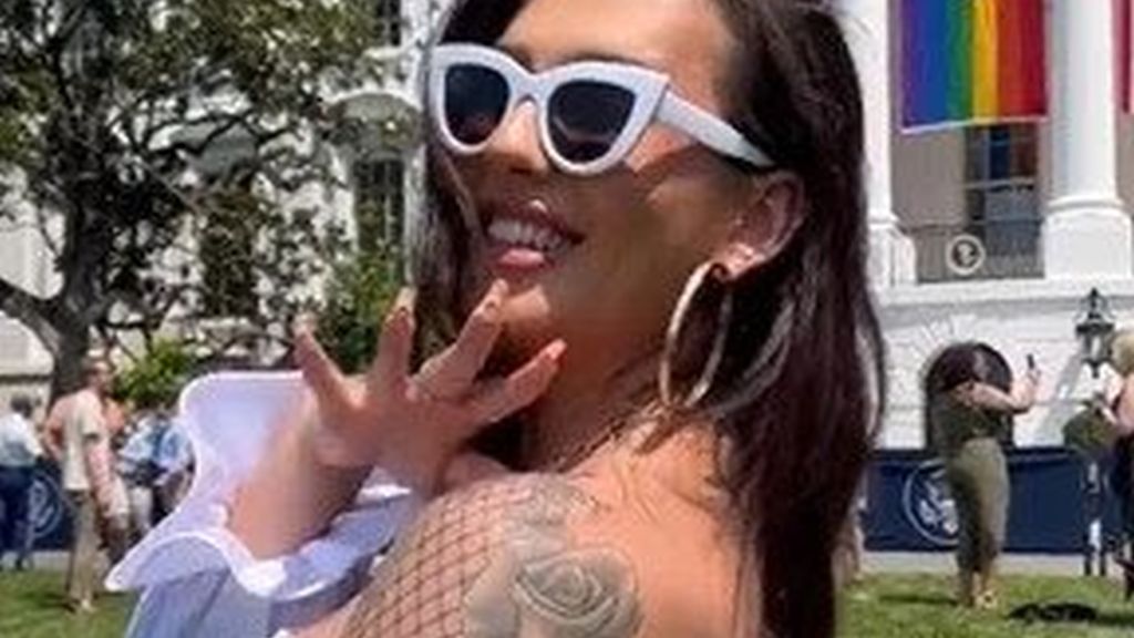 Shirtless transgender influencer in the White House